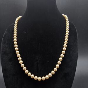 Metall Faux Pearl Necklace 925 Sterling Silver Clasp Vintage Costume Jewelry